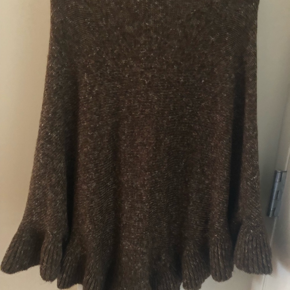 CAbi tweed sweater shawl, chocolate brown.